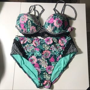 Time and Tru high waited bikini set top and bottom size L